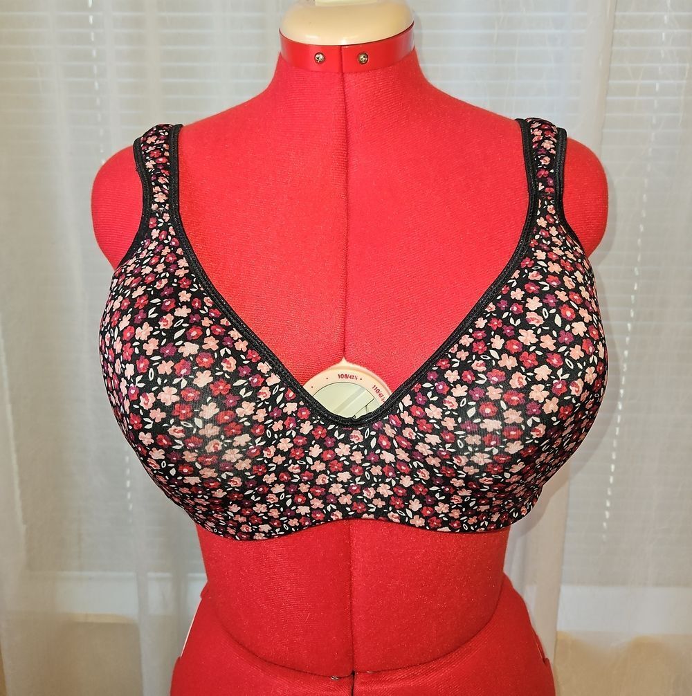 Laura Ashley Black Bra with Pink Floral Print